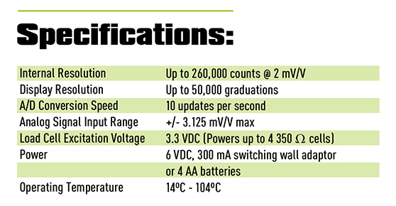 Specification sheet for the LBI economical scale display